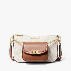 Сумка Michael Michael Kors Parker Large Empire Signature Logo 2-in-1, коричневый/кремовый