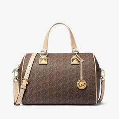 Сумка Michael Michael Kors Grayson Medium Empire Signature Logo Satchel, коричневый