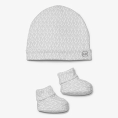 Подарочный набор Michael Kors Kids Logo Cotton Hat and Booties Baby, 2 предмета, белый