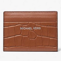 Кошелек Michael Kors Hudson Crocodile Embossed Leather Bifold, коричневый