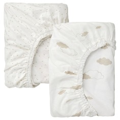 Комплект постельного белья Ikea Alskvard Patterned Bed Sheet for Baby Crib - 2 предмета, 41х75 см, кремовый