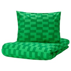 Комплект постельного белья Ikea Blaskata Bed Sheet And Pillowcase With Elastic Band - 2шт, 150х200/50х60 см, зеленый