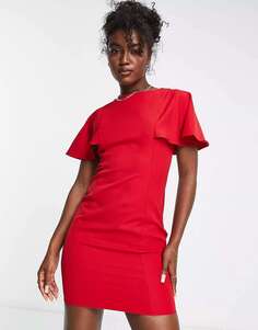 Красное мини-платье с развевающимися рукавами Trendyol