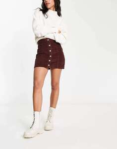 Шоколадно-коричневая мини-юбка на шнурке с пуговицами спереди DTT Jordan Don&apos;t Think Twice