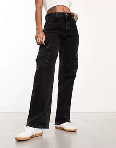 Черные прямые джинсы с карманами New Look