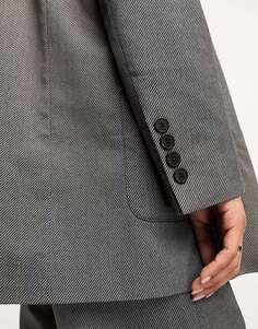 Свободный серый твиловый пиджак для папы с накладными карманами ASOS