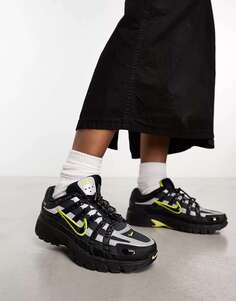Кроссовки унисекс Nike P-6000 черного и зеленого цвета