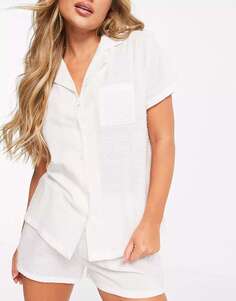 Комфортная белая пижамная рубашка в стиле добби разных цветов Loungeable