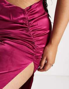 Атласная юбка миди с завязкой на талии Public Desire Curve пурпурного цвета