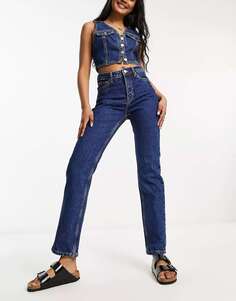 Weekday Гладкие узкие эластичные джинсы с завышенной талией темно-синего цвета