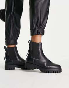 Черные кожаные массивные ботинки челси ASRA Clematis