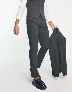 Узкие костюмные брюки из ткани премиум-класса Noak &apos;Camden&apos; темно-серого цвета с отстрочкой