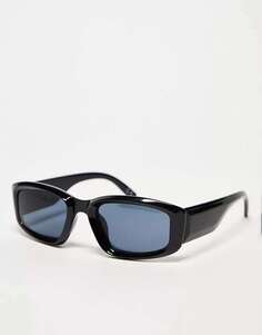 Черные солнцезащитные очки со средним квадратным козырьком и глубокими фасонами ASOS