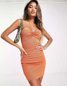 Оранжевое мини-платье из джерси с блестками Bershka