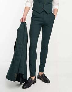 Зеленые клетчатые брюки-скинни ASOS