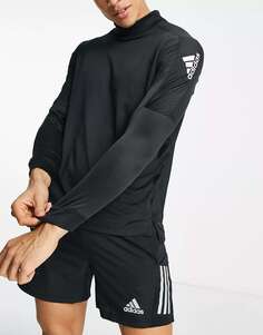 Черная теплая футболка adidas Training Strength с длинными рукавами и воротником-стойкой adidas performance