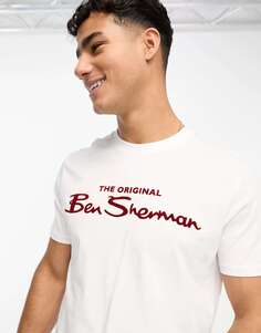 Белая футболка с короткими рукавами и логотипом Ben Sherman