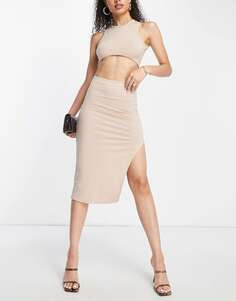 Короткая юбка миди с разрезом спереди Femme Luxe
