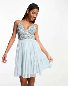 Beauut Bridesmaids украшенное мини-платье 2 в 1 ледяного синего цвета