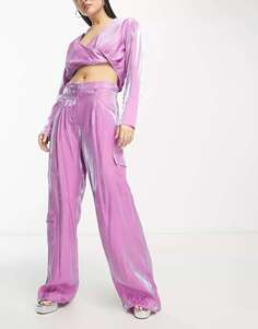Переливающиеся фиолетовые брюки-карго Something New X Madeleine Pedersen