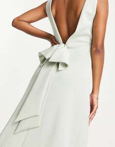 Шалфейное платье макси с бантом на спине TFNC Bridesmaid
