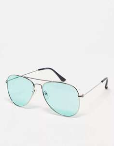 Зеленые солнцезащитные очки-авиаторы в металлической оправе Madein Madein.