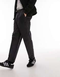 Темно-серые зауженные вельветовые брюки Topman с эластичным поясом