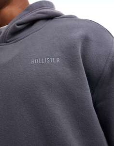 Серая толстовка свободного кроя с логотипом Hollister