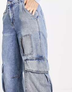 Синие джинсы-карго с несколькими карманами Signature 8