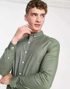 Элегантная оксфордская рубашка с длинными рукавами New Look цвета хаки