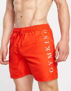 Красные шорты для плавания Gym King с логотипом в тон