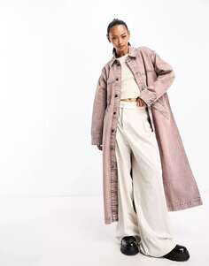Оверсайз-пальто в винтажном стиле Waven maxe размытого коричневого цвета