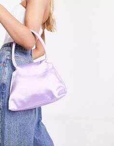 Гламурная мини-сумка из атласа лавандового цвета Glamorous