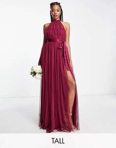 Сливовое платье Anaya With Love Tall Bridesmaid с воротником-бретелькой красного цвета - RED Anaya