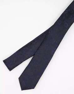 Узкий галстук черного и темно-синего цвета с блестками ASOS
