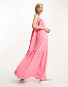 Розовое многоярусное платье макси на бретельках Urban Threads