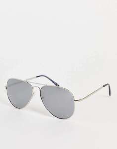 Серебристые солнцезащитные очки-авиаторы SVNX