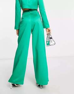 Суперширокие брюки Extro &amp; Vert из атласа изумрудного цвета