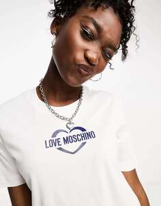 Белая футболка с логотипом Love Moschino