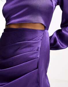 Пурпурное платье макси с длинными рукавами и вырезами по бокам Vesper
