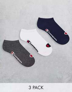 3 пары спортивных носков Champion синего, белого и серого цветов