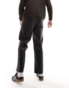 Черные прямые брюки из стираной кожи Reclaimed Vintage