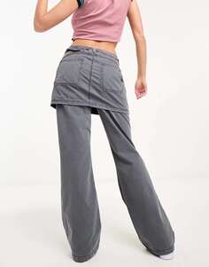 Юбка-гибрид брюк Reclaimed Vintage Y2K цвета «вареный уголь»