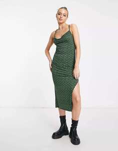 Зеленое платье-комбинация с воротником-хомутом Abercrombie &amp; Fitch