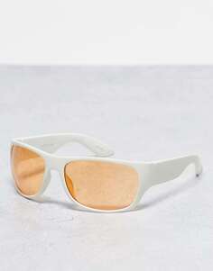 Солнцезащитные очки скиннидип белого цвета с оранжевыми линзами Skinnydip