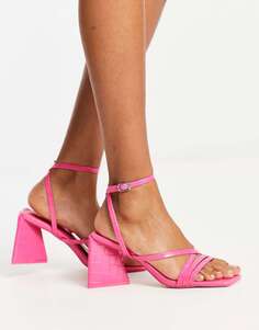Ярко-розовые босоножки на блочном каблуке с ремешками Public Desire Kasia