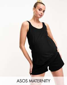Черные хлопковые пижамы Mix &amp; Match ASOS DESIGN Maternity