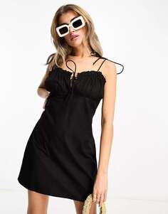Черное платье-комбинация ASYOU со сборками и грудью