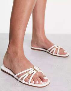 Белые сандалии на плоской подошве с ремешками Bebo eevi