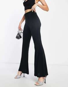 Черные расклешенные брюки с завышенной талией Femme Luxe